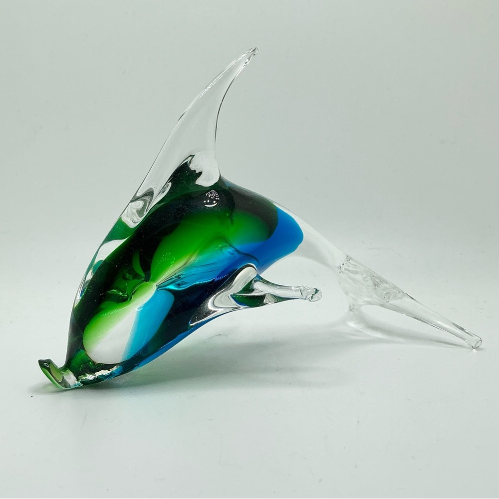 Vintage Murano Art Glass Dolphin | Blue, Green & Clear Glass | Sea & Ocean Life - Picture 2 of 7